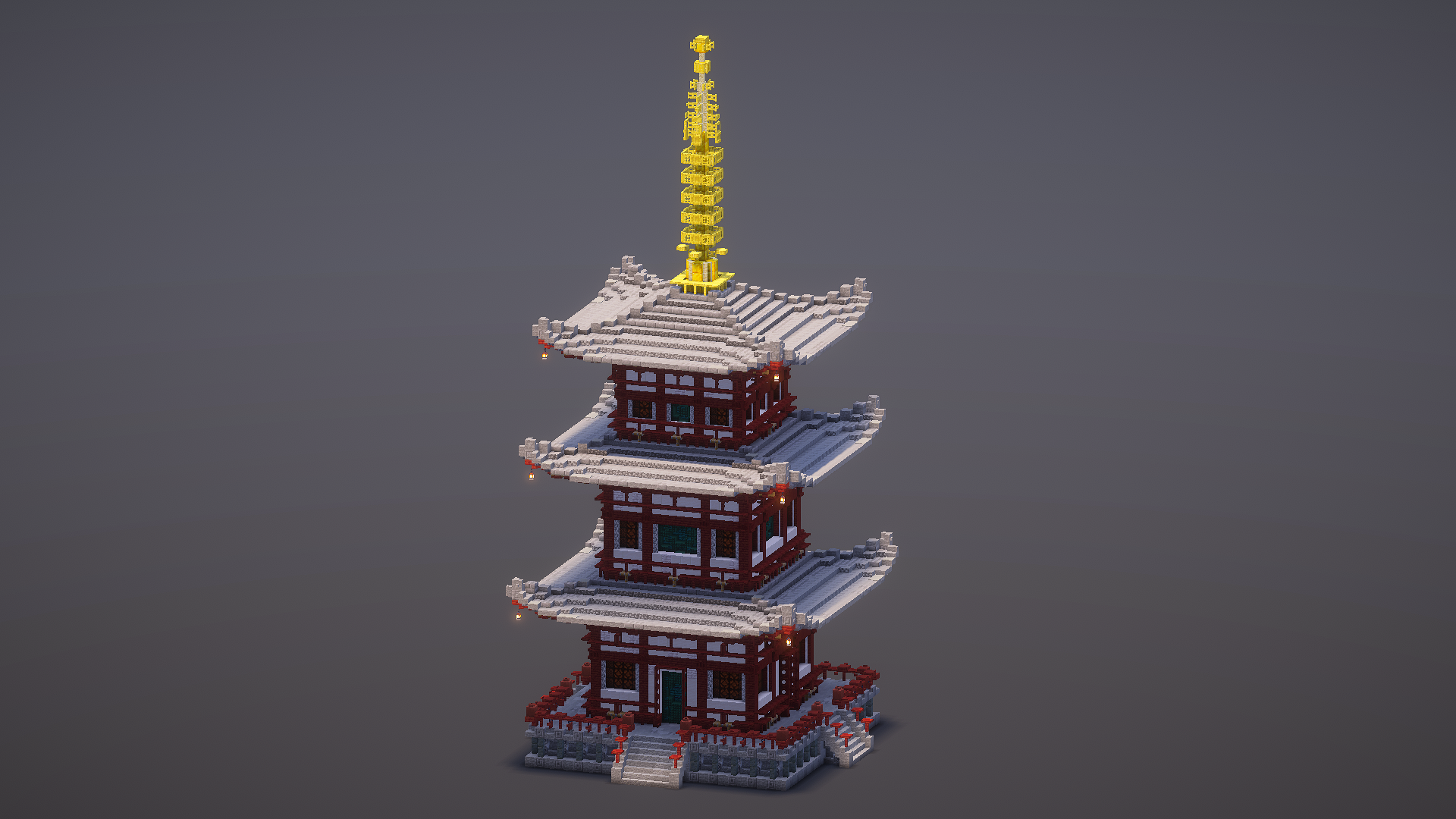 Medium Gray Japanese Pagoda