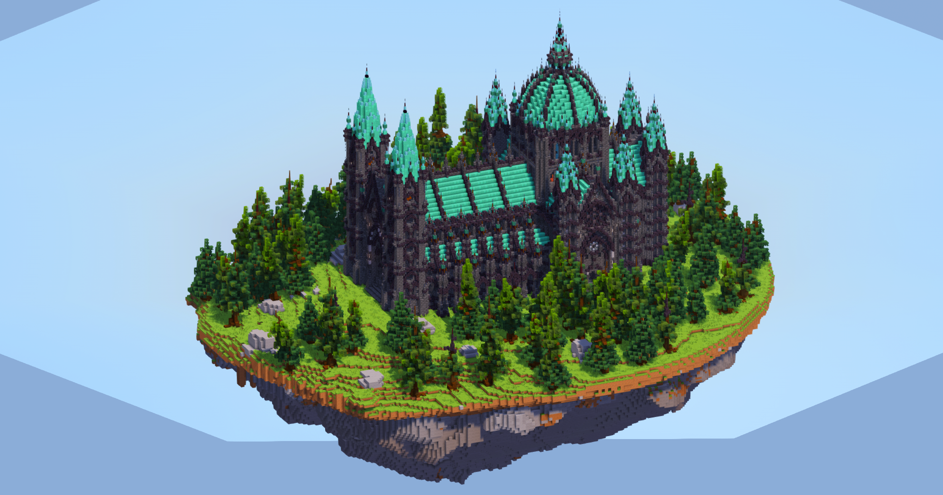 Dark Copper Gothic Cathedral on Floating Island v2 — Minecraft Build by LeonisBuilds
