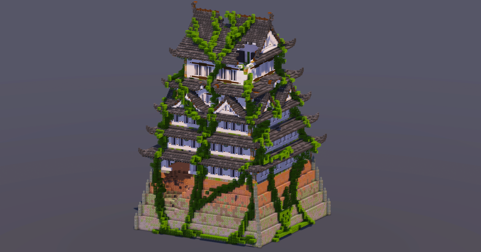 Mossy Overgrown Japanese Castle — Minecraft Build by MellowHat (2)