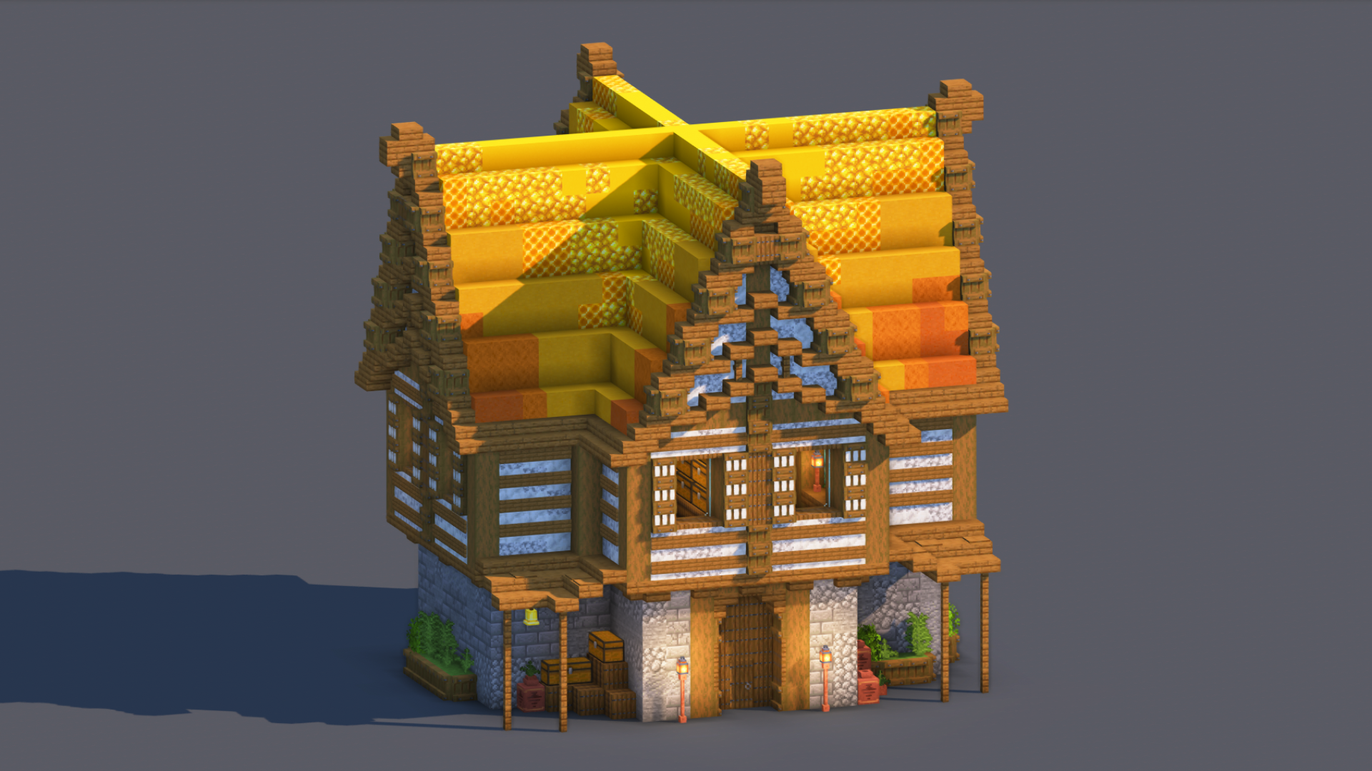 Minecraft Medieval House | Fully Decorated Interior | Survival House Download | Autumn Edition — Minecraft Build by RaekonBuilds