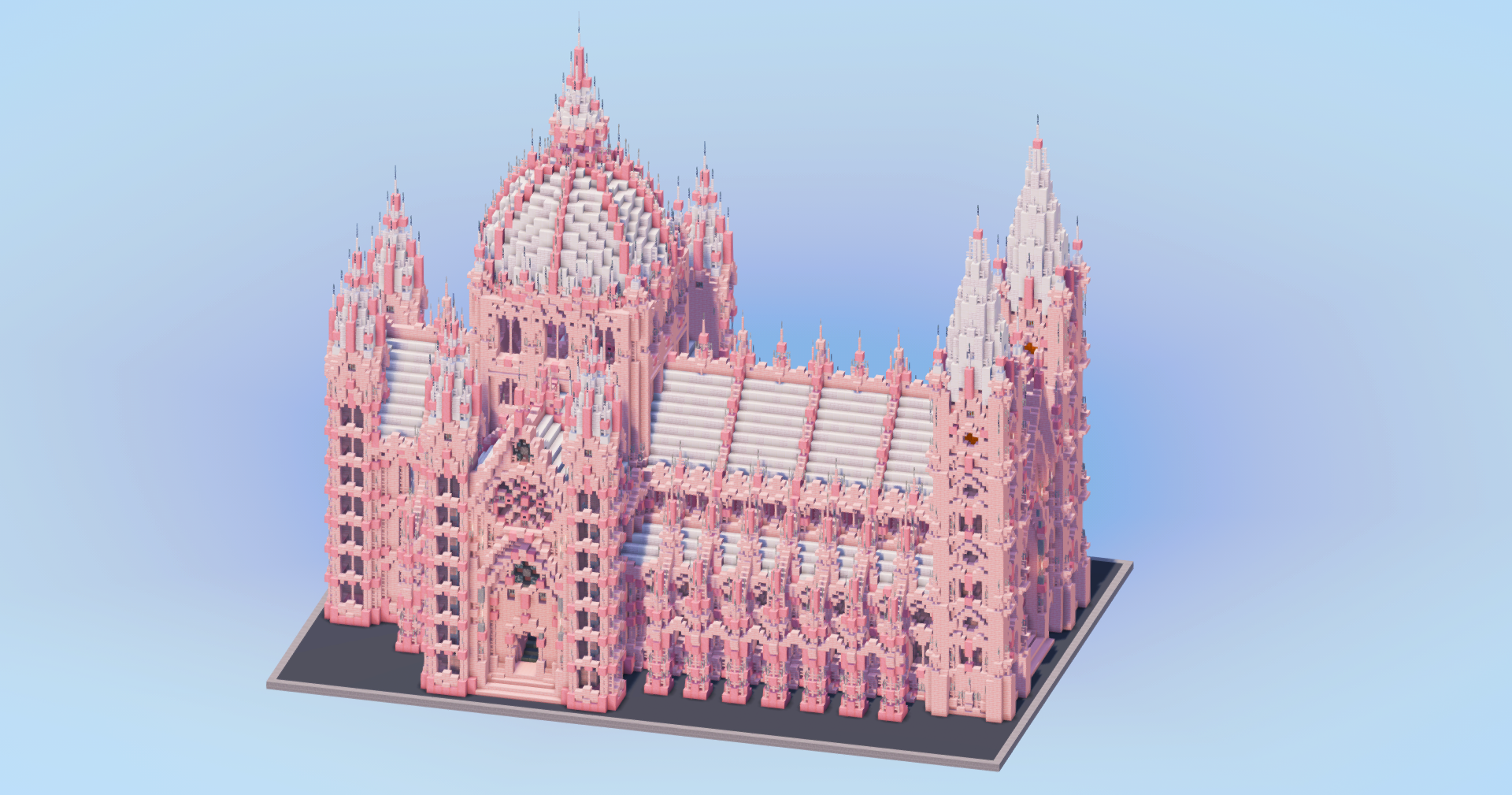 White and Cherry Gothic Cathedral v2 — Minecraft Build by LeonisBuilds (2)