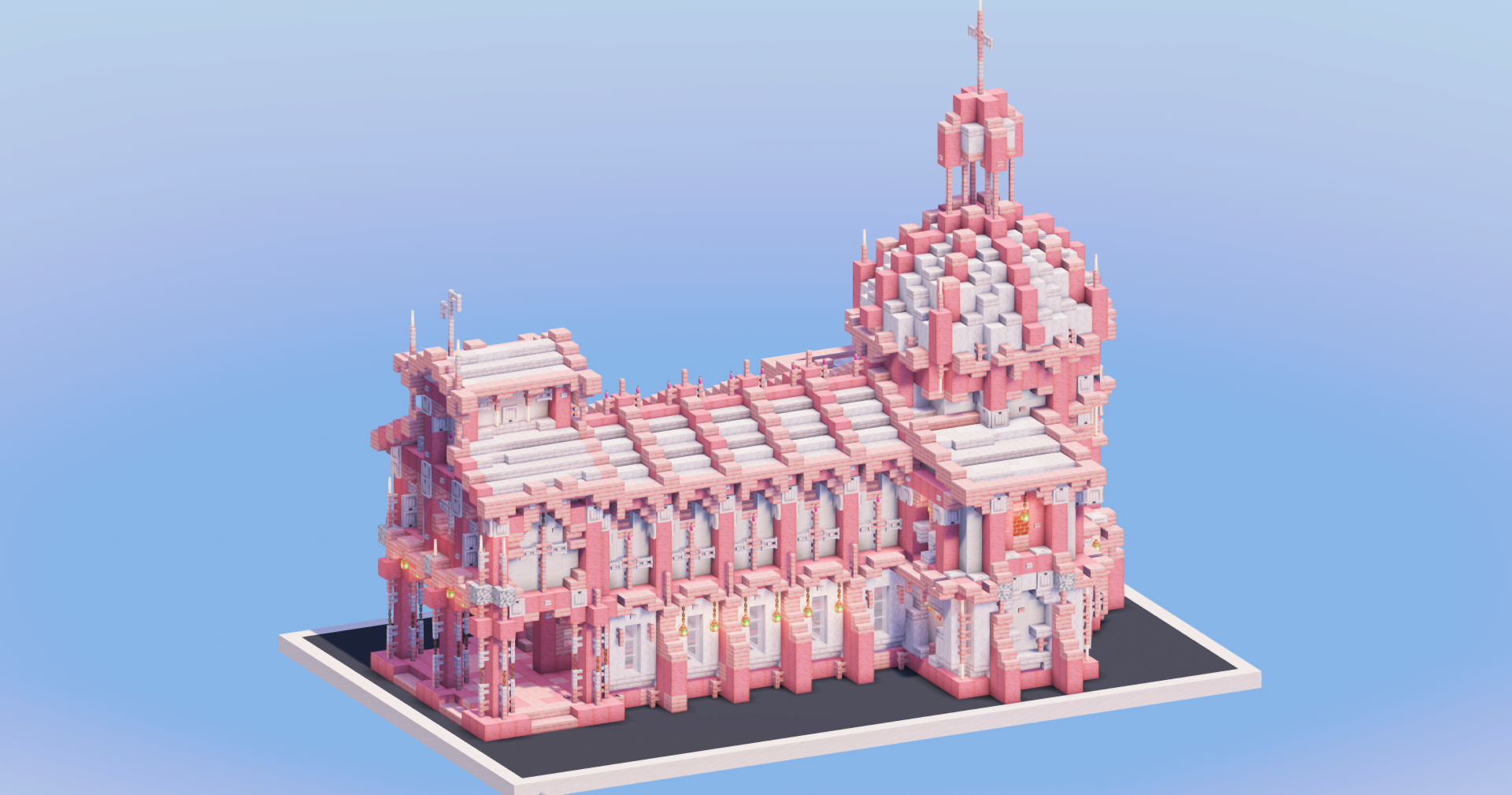 White and Cherry Medieval Church — Minecraft Build by LeonisBuilds