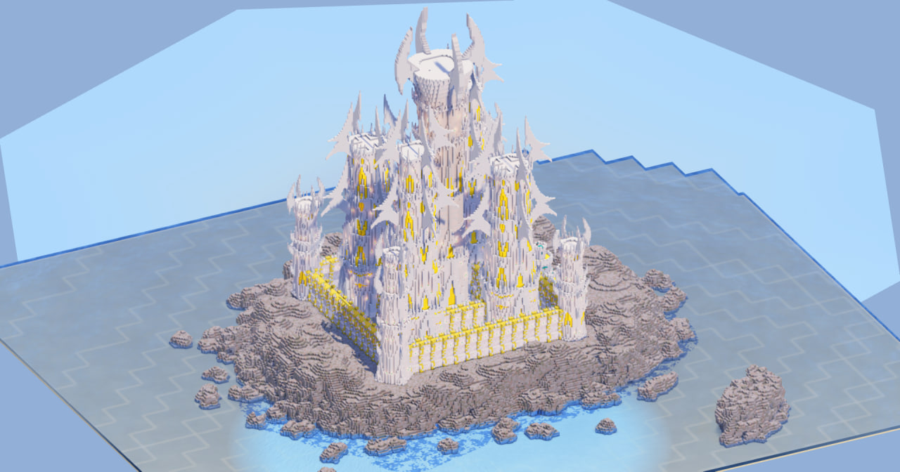 White and Gold Fantasy Castle 400x400 Blocks Fully Built Map, with Interiors — Minecraft Build by LeonisBuilds (3)