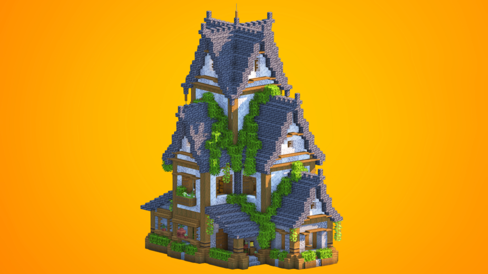 Overgrown Medieval Tower House | Fully Furnished Interior — Minecraft Build by RaekonBuilds