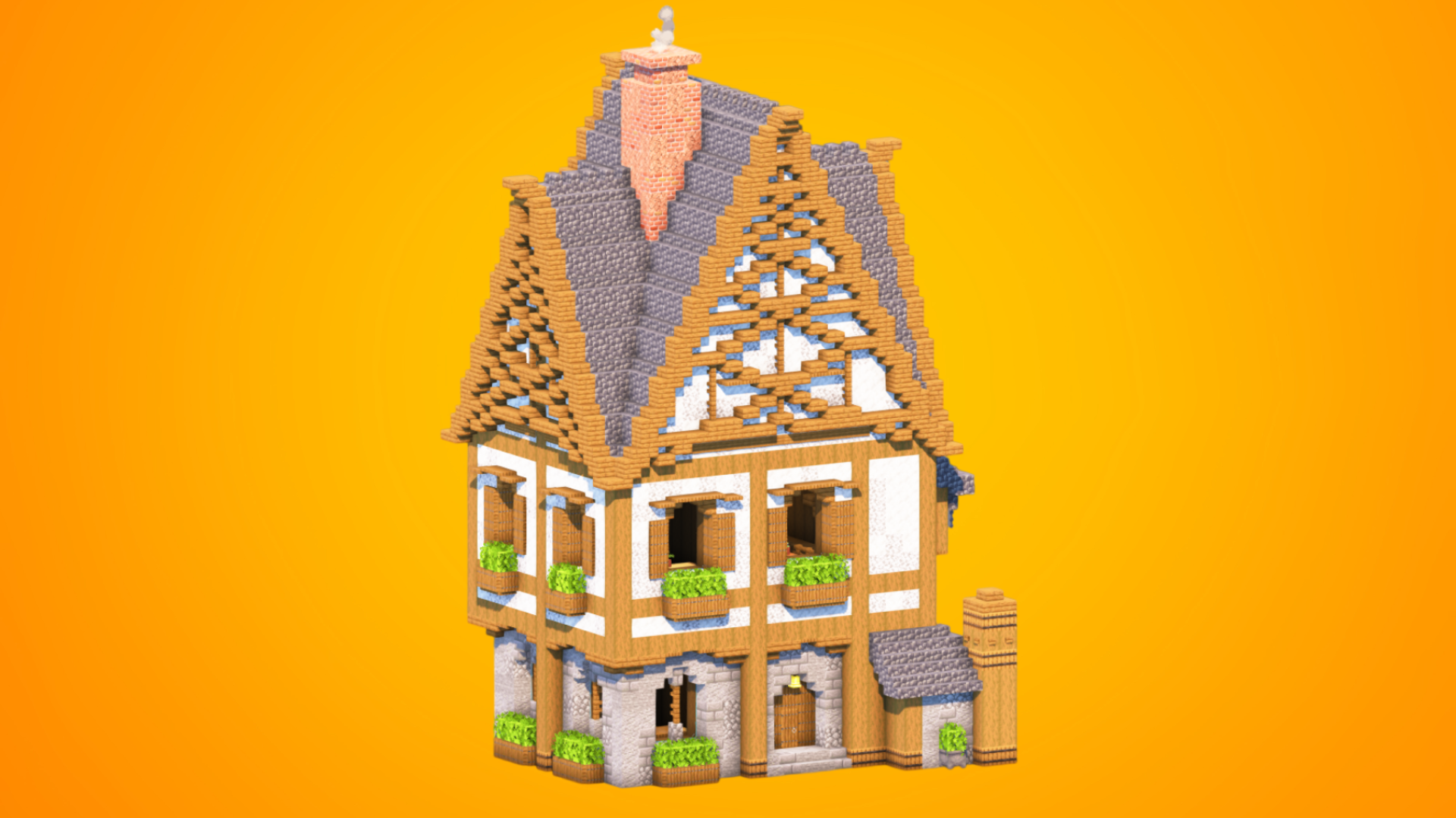 Tall A-Frame Medieval Townhouse | Fully Furnished Interior — Minecraft Build by RaekonBuilds