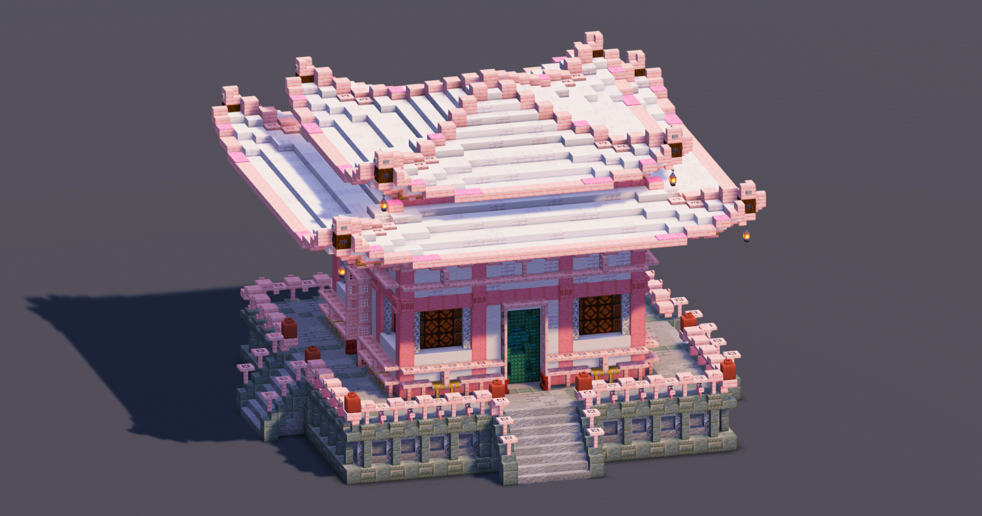 Small White Cherry Japanese Pagoda — Minecraft Build by MellowHat (2)