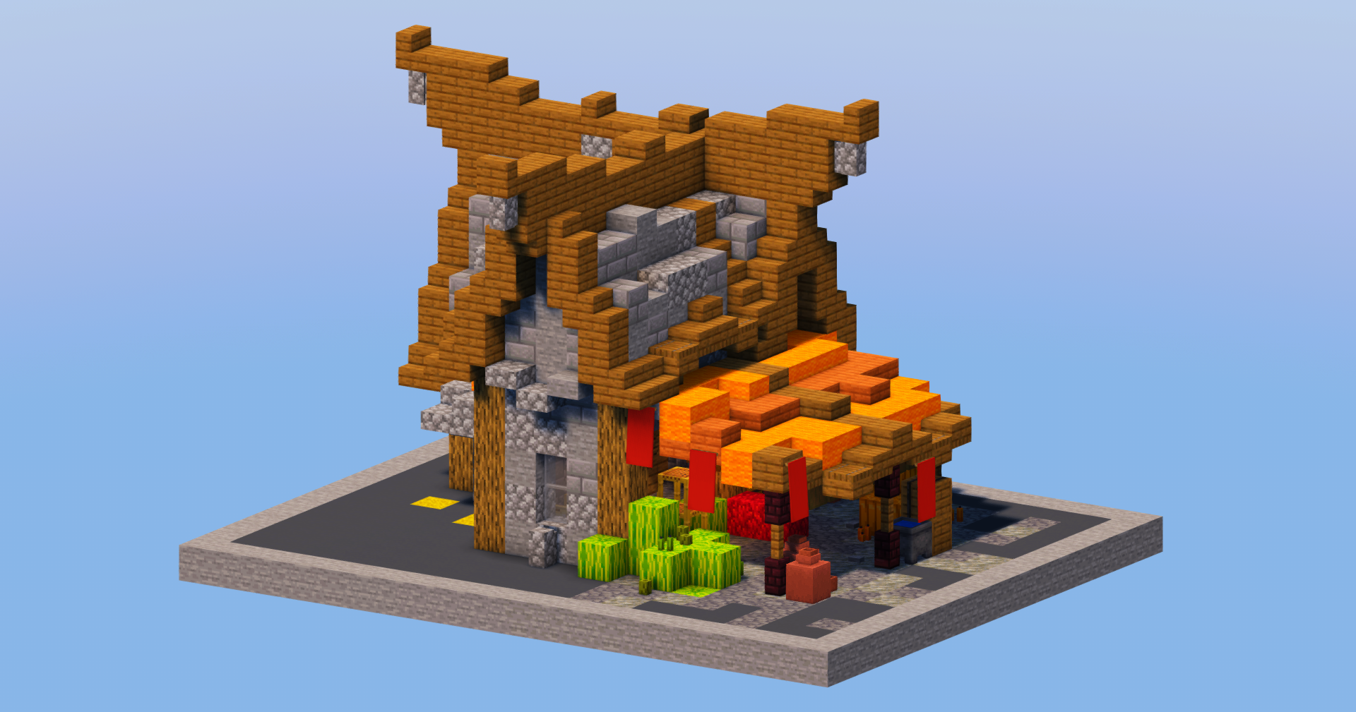 Stone Medieval Fruit Shop — Minecraft Build by LeonisBuilds (2)