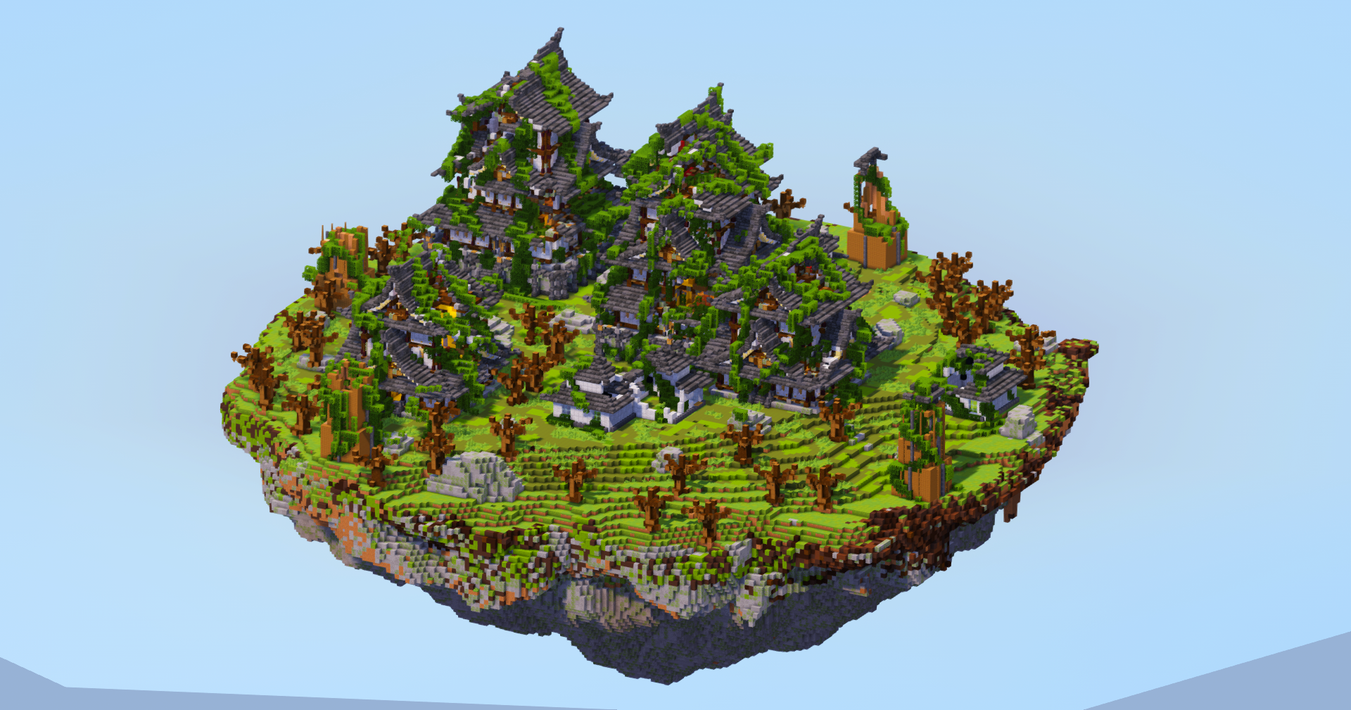 Ruined Overgrown Japanese Floating Island — Minecraft Build by LeonisBuilds (2)
