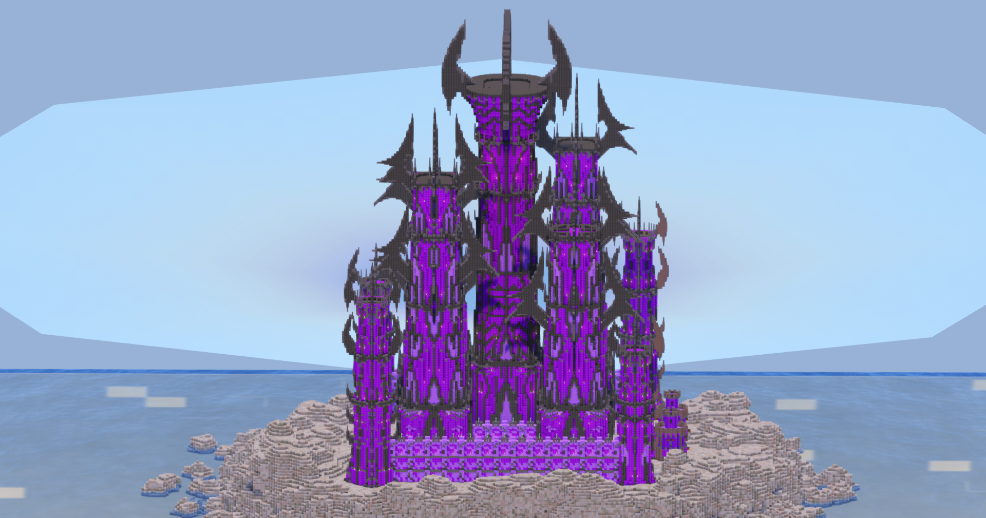 Dark Amethyst Fantasy Castle 400x400 Blocks Fully Built Map — Minecraft Build by LeonisBuilds (2)