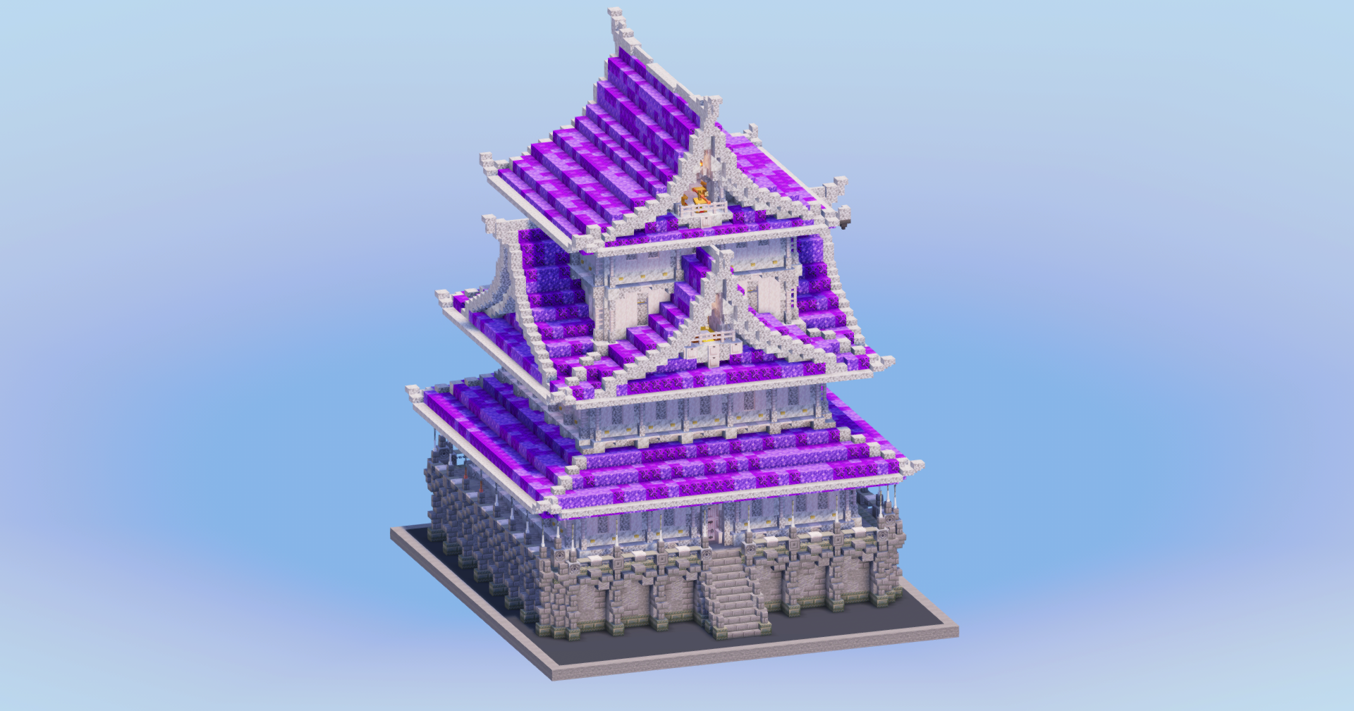 White Amethyst Japanese Castle — Minecraft Build by LeonisBuilds