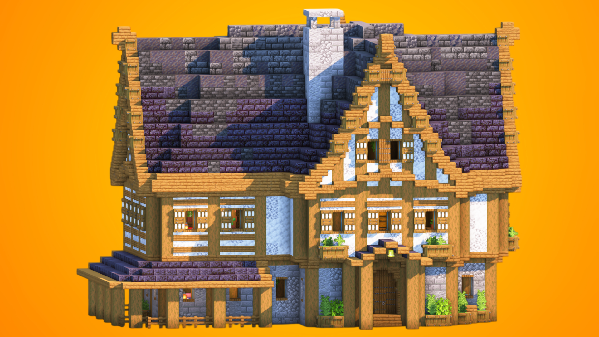 Large Rustic Medieval House Build with Interior [Schematic Download] — Minecraft Build by RaekonBuilds