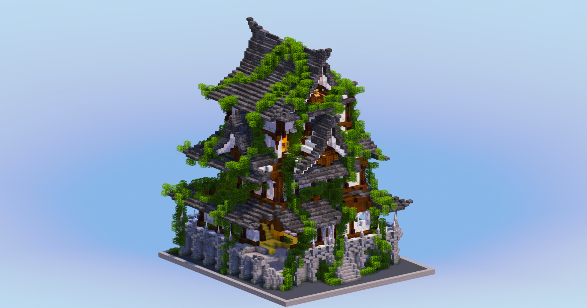 Ruined Overgrown Japanese Castle — Minecraft Build by LeonisBuilds