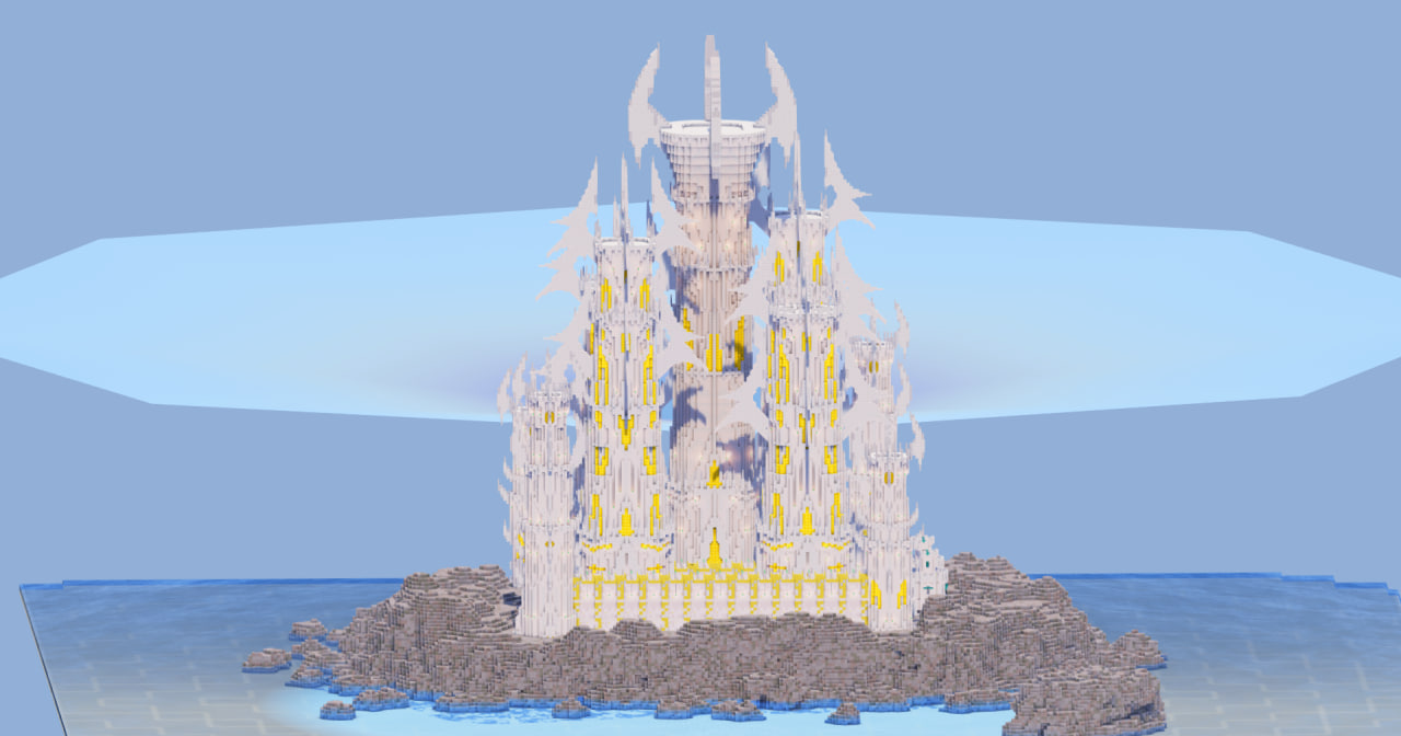 White and Gold Fantasy Castle 400x400 Blocks Fully Built Map, with Interiors — Minecraft Build by LeonisBuilds (2)