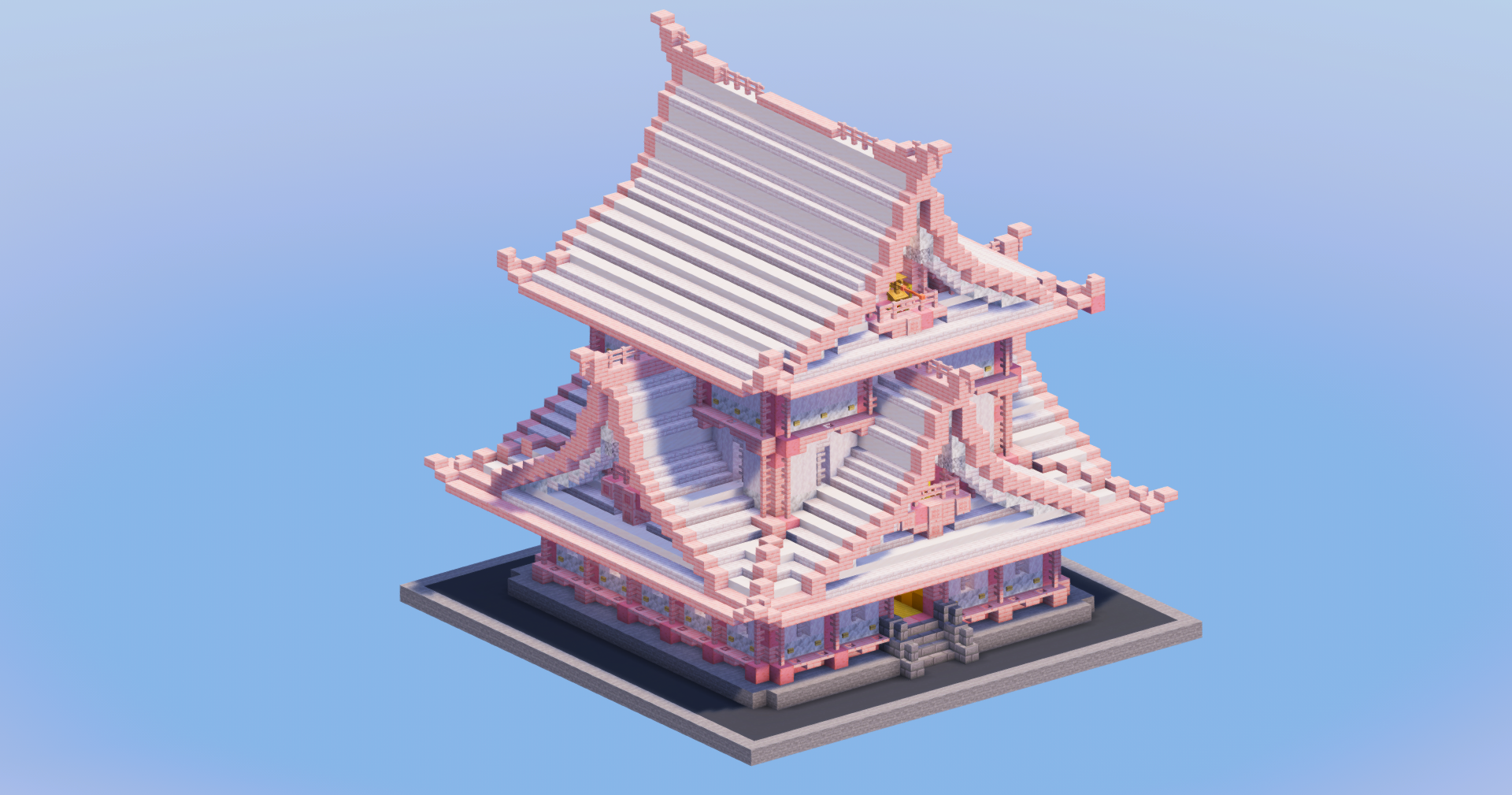 White and Cherry Japanese Temple — Minecraft Build by LeonisBuilds