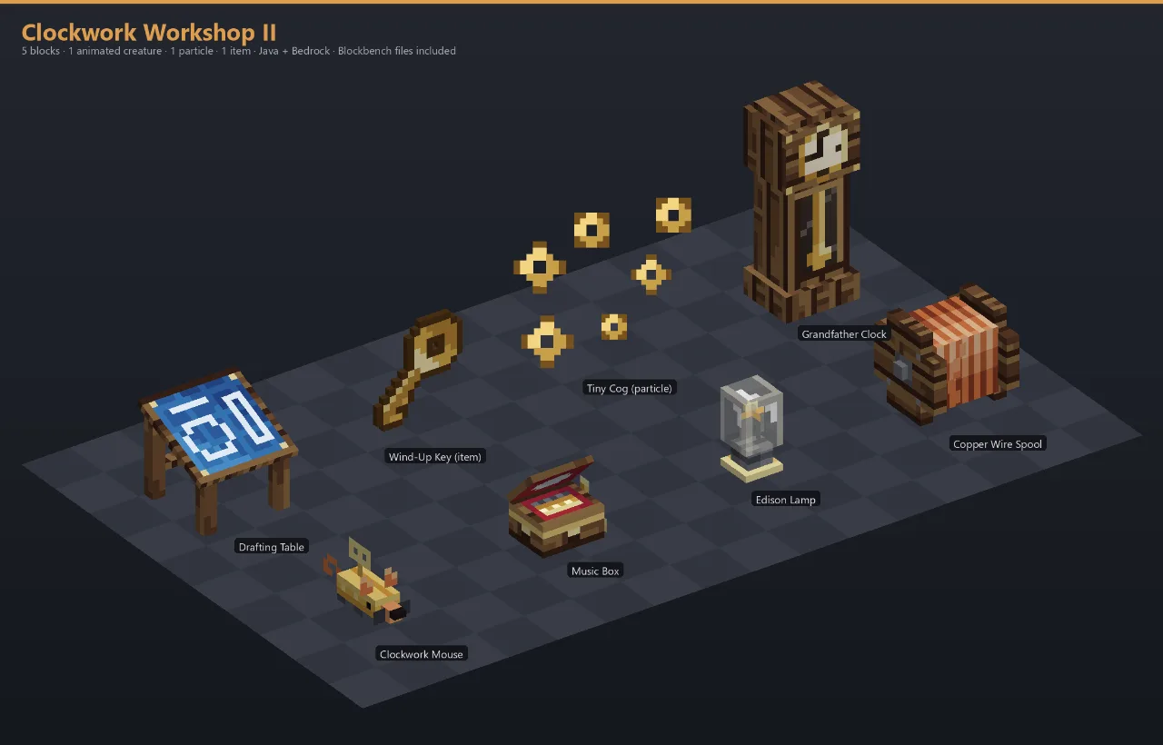 Clockwork Workshop II Asset Download [Java + Bedrock + Blockbench] — Minecraft Resource Pack by ScorpionTeam