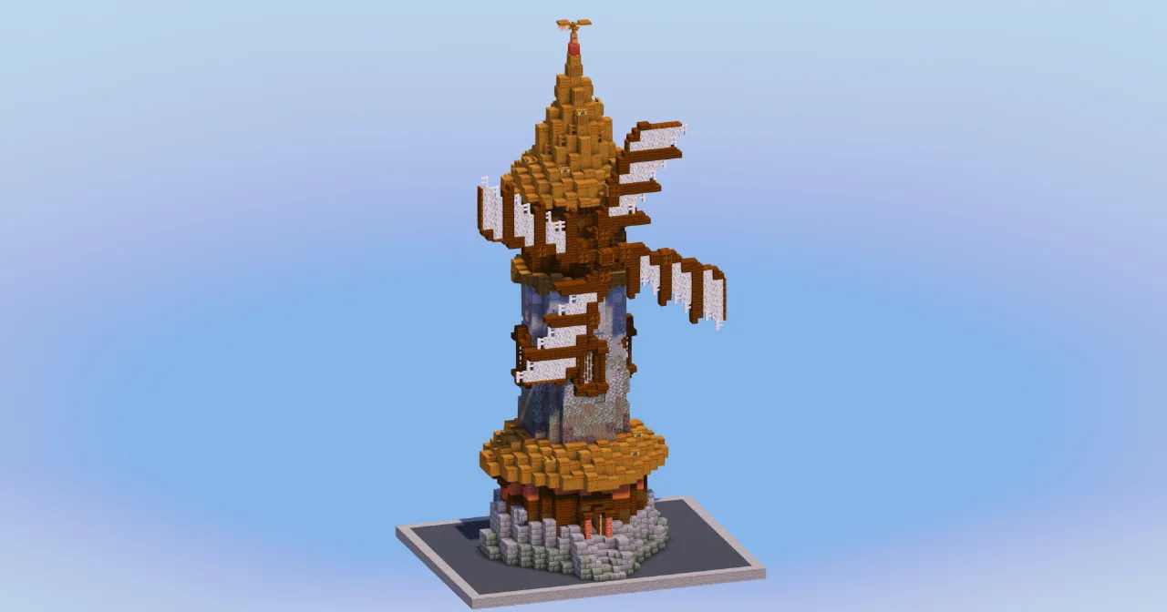 Dark Oak Medieval Windmill — Minecraft Build by LeonisBuilds