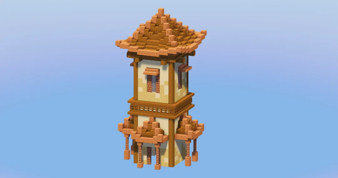 Spruce Japanese Tower — Minecraft Build by LeonisBuilds
