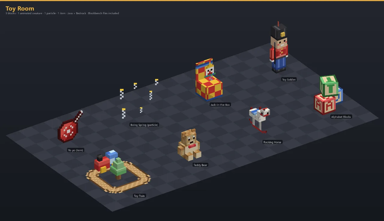 Toy Room Asset Download [Java + Bedrock + Blockbench] — Minecraft Resource Pack by ScorpionTeam