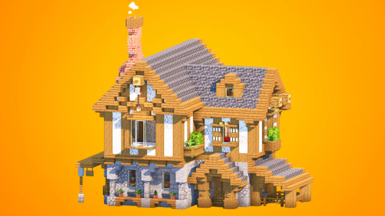 Cozy Medieval House with Chimney & Stable | Fully Furnished — Minecraft Build by RaekonBuilds