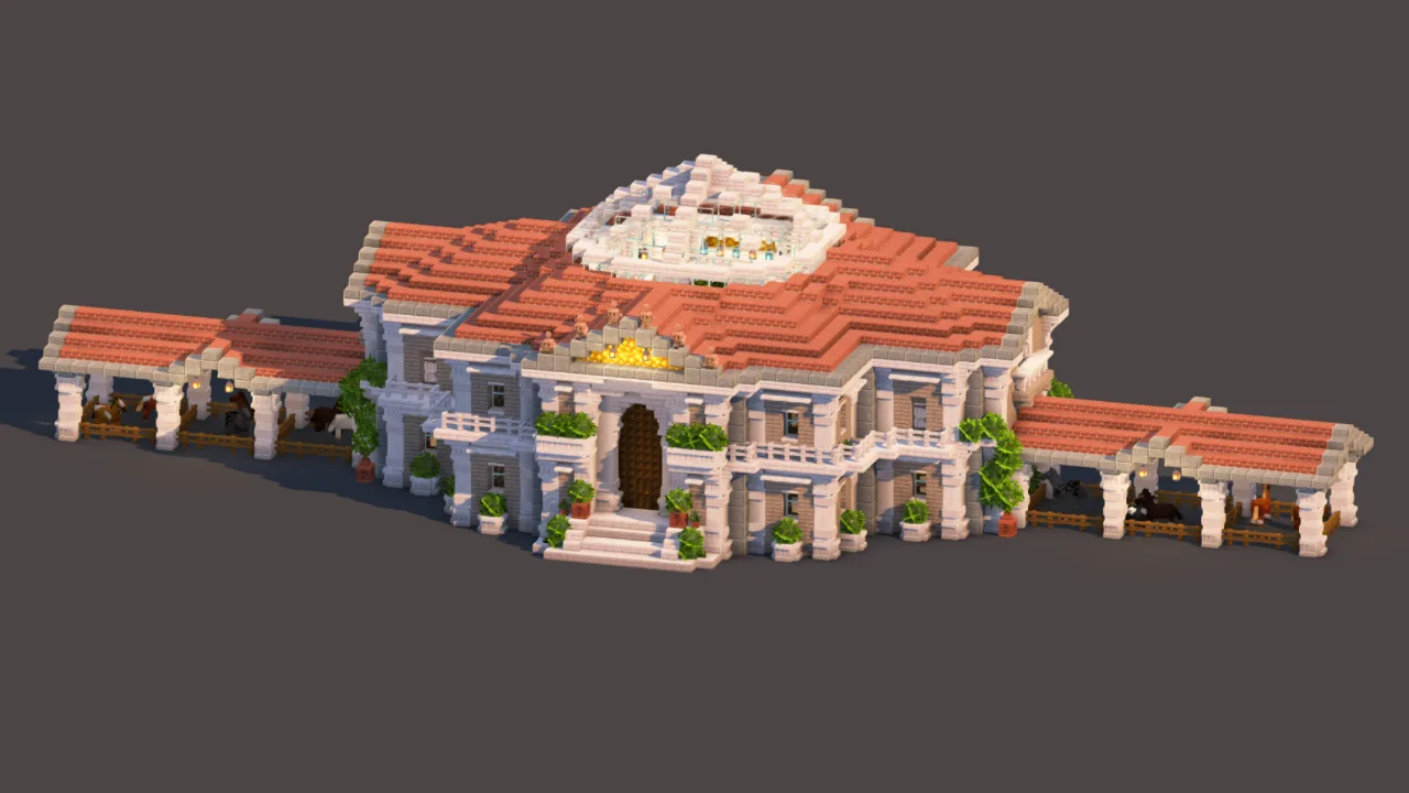 Classical Roman Stables & Armor Pavilion | Fully Furnished Interior — Minecraft Build by RaekonBuilds