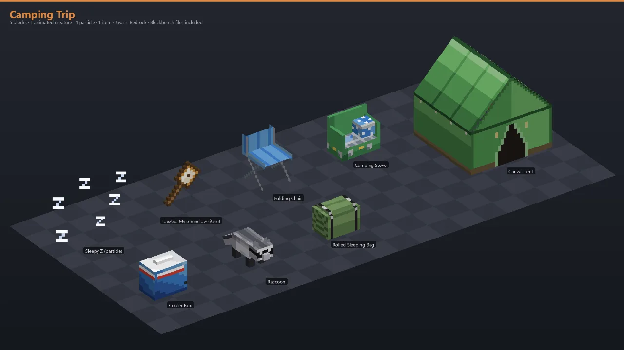 Camping Trip Asset Download [Java + Bedrock + Blockbench] — Minecraft Resource Pack by ScorpionTeam