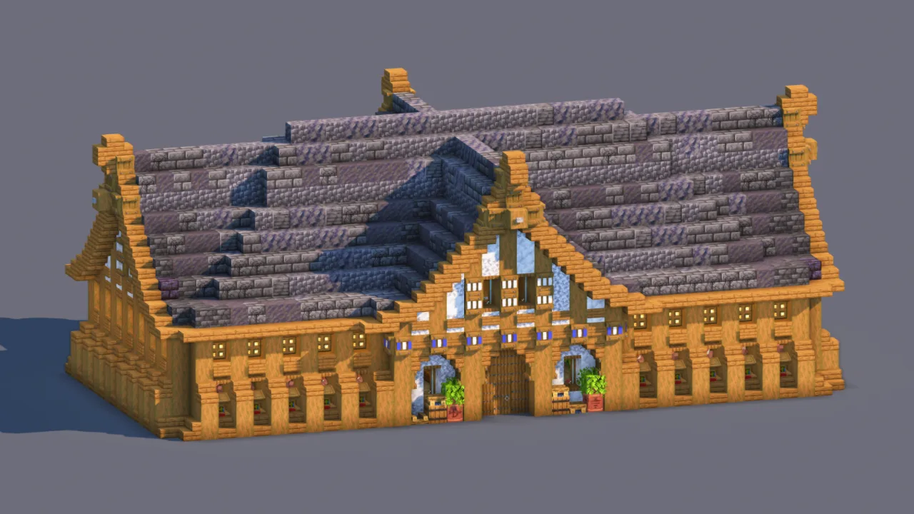 Grand Medieval Trading Hall | Fully Furnished Interior — Minecraft Build by RaekonBuilds