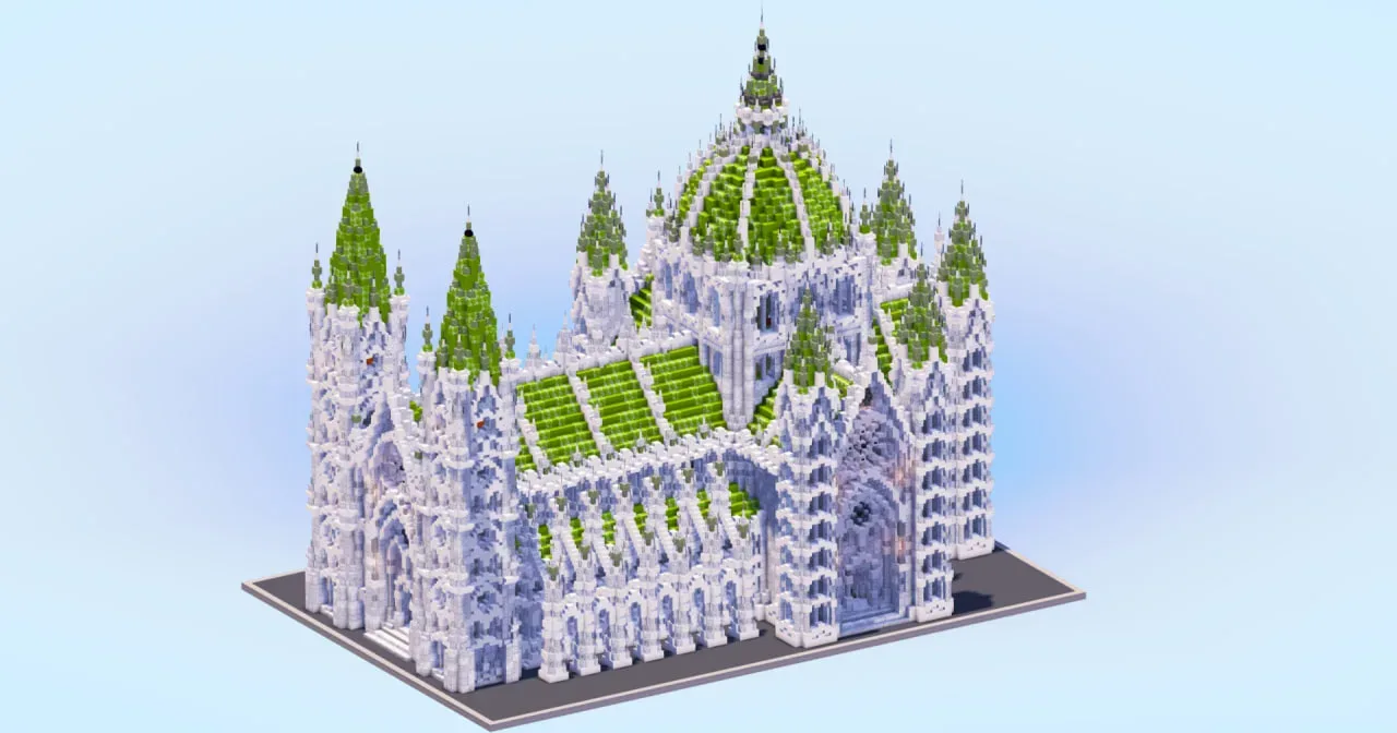 White/Green Gothic Cathedral v2 — Minecraft Build by LeonisBuilds