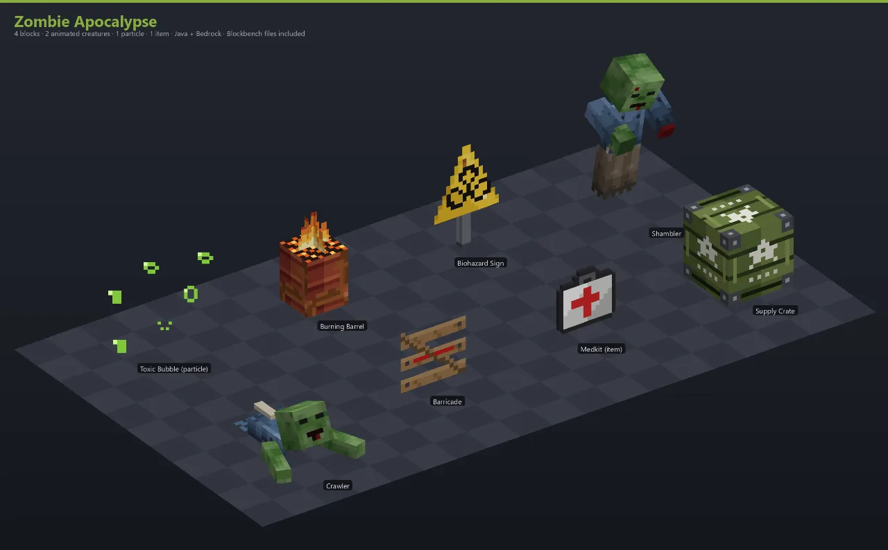 Zombie Apocalypse Asset Download [Java + Bedrock + Blockbench] — Minecraft Resource Pack by ScorpionTeam