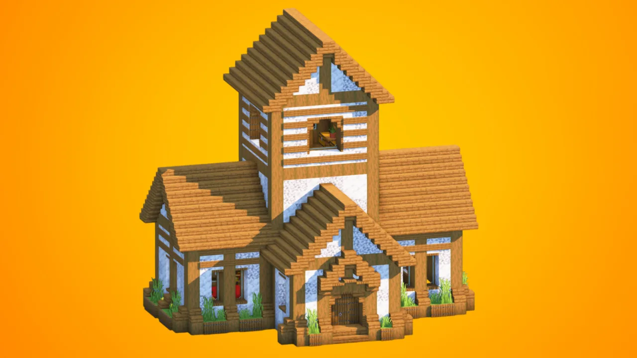 Medieval Cruciform House with Central Tower | Fully Furnished Interior — Minecraft Build by RaekonBuilds