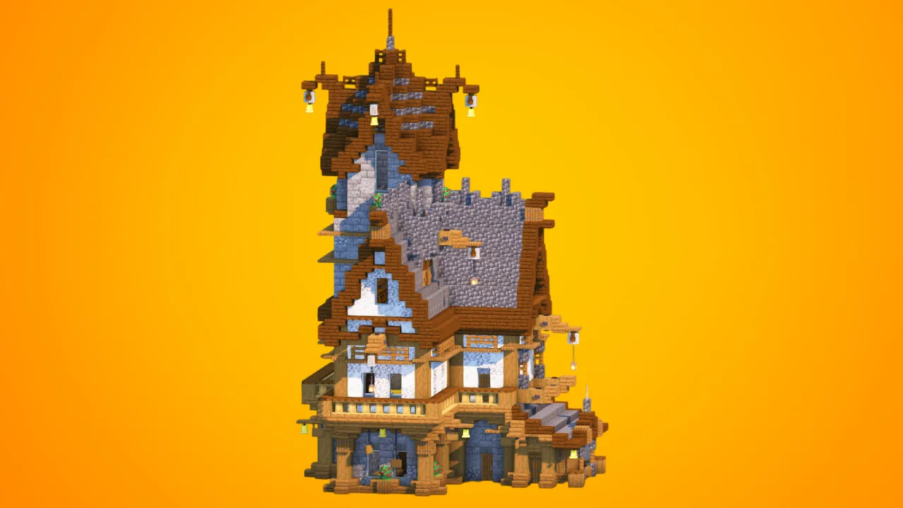 Medieval Wizard Tower House | Fully Furnished Interior — Minecraft Build by RaekonBuilds