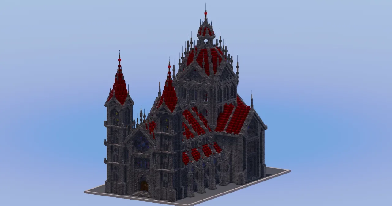 Dark Red Gothic Cathedral — Minecraft Build by LeonisBuilds