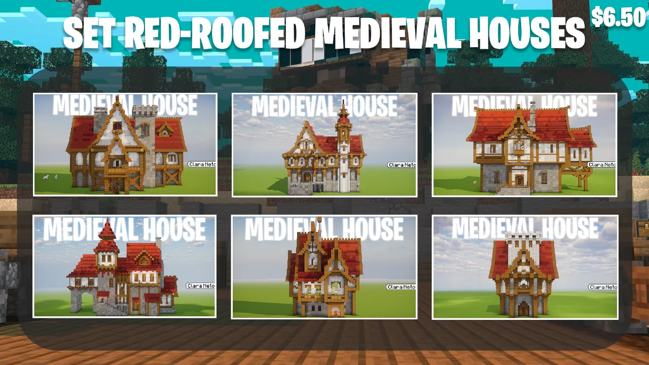 Set Red-roofed Medieval Houses — Minecraft Build by claraneto