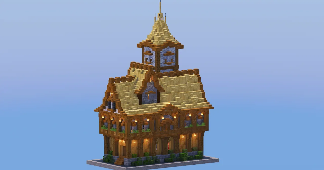 Birch Medieval Town Hall — Minecraft Build by LeonisBuilds