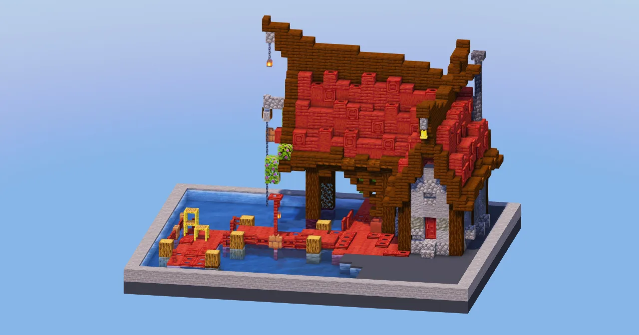 Mangrove Red Medieval Wharf — Minecraft Build by LeonisBuilds