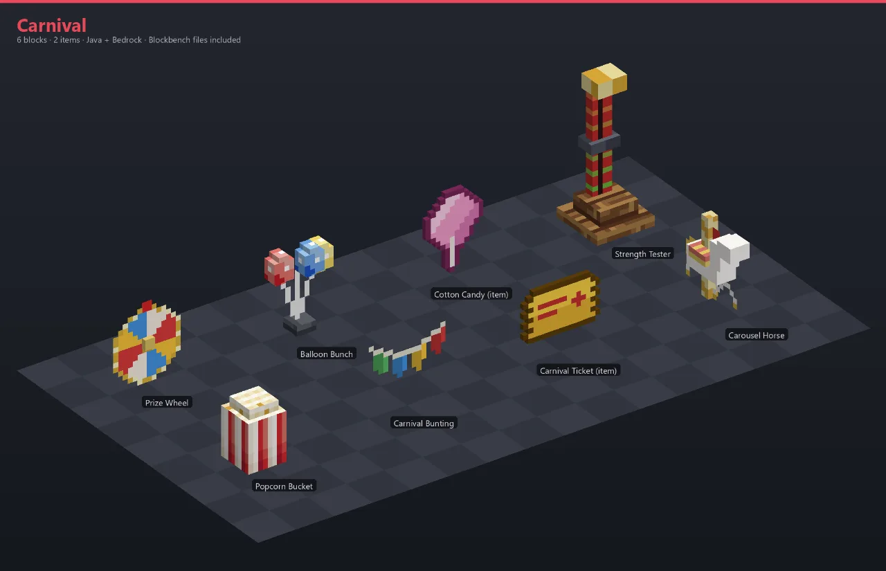 Carnival Asset Download [Java + Bedrock + Blockbench] — Minecraft Resource Pack by ScorpionTeam