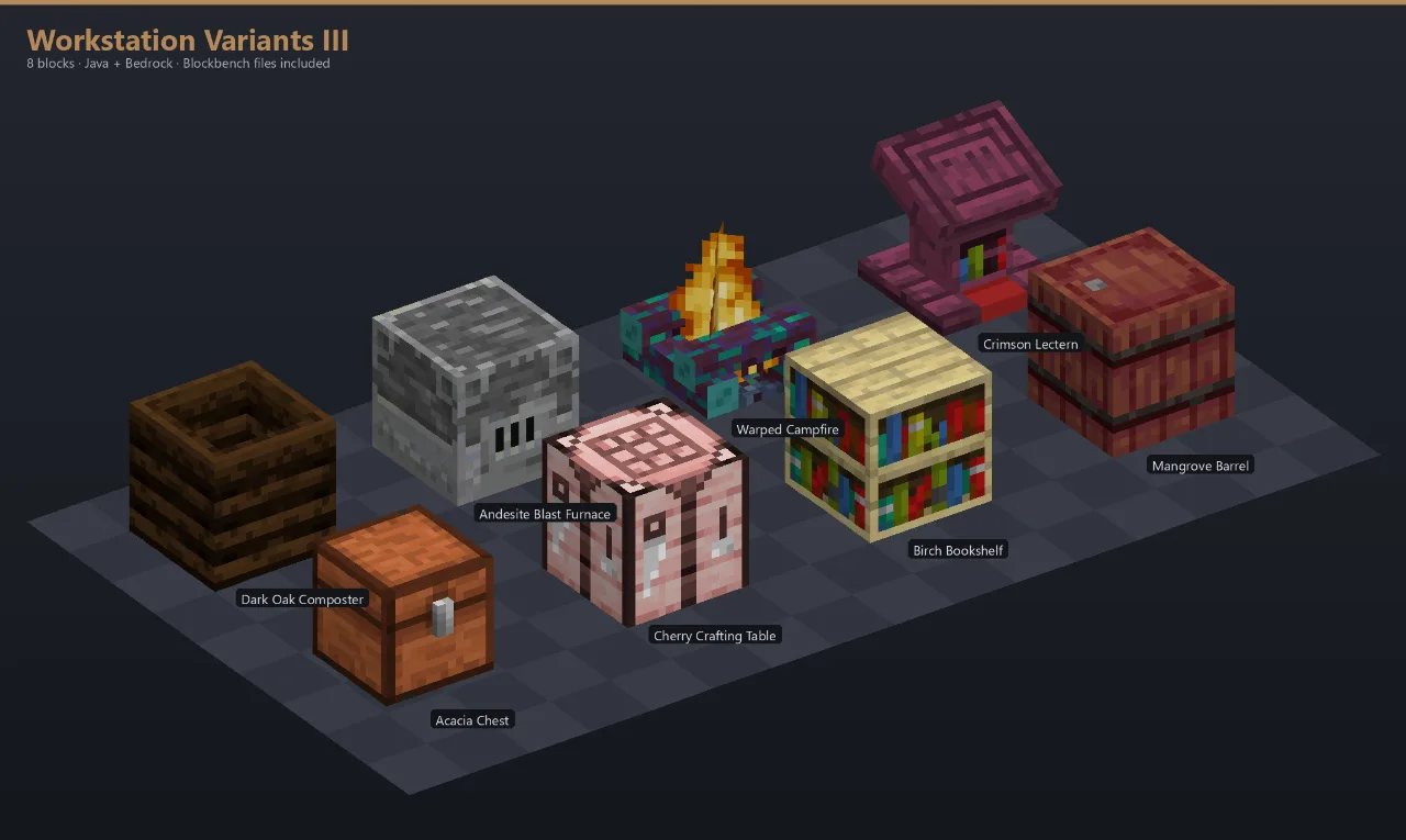 Workstation Variants III Asset Download [Java + Bedrock + Blockbench] — Minecraft Resource Pack by ScorpionTeam