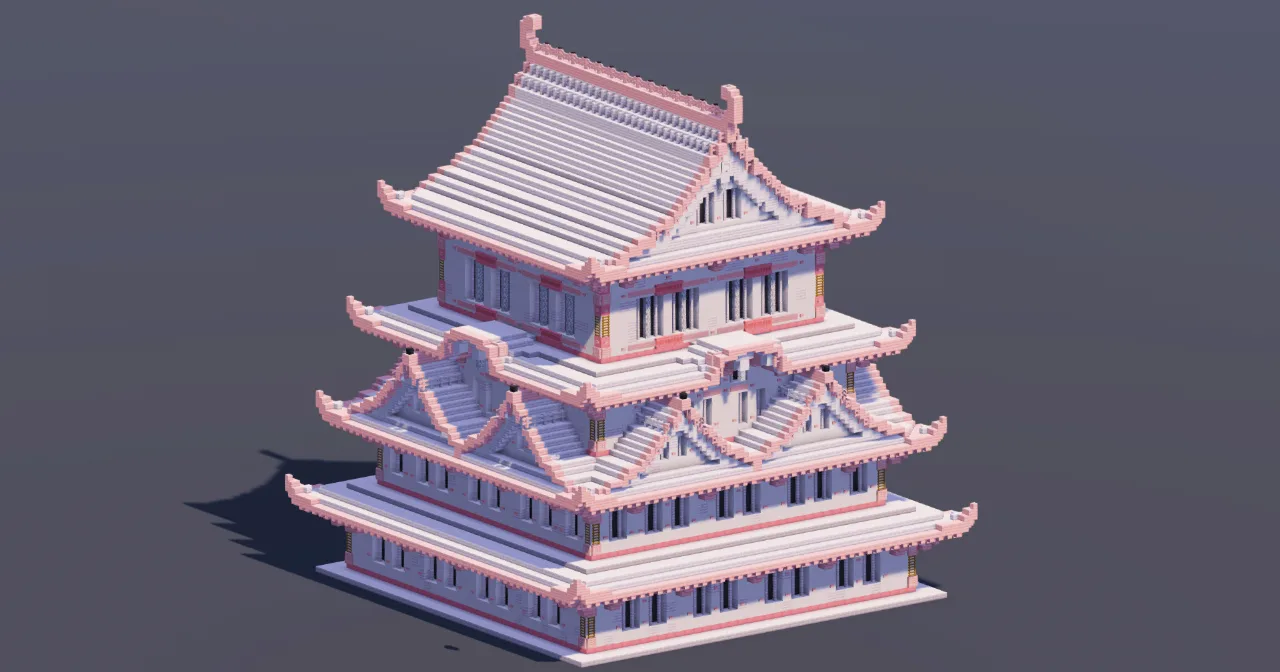 Large Japanese Castle White Cherry — Minecraft Build by MellowHat