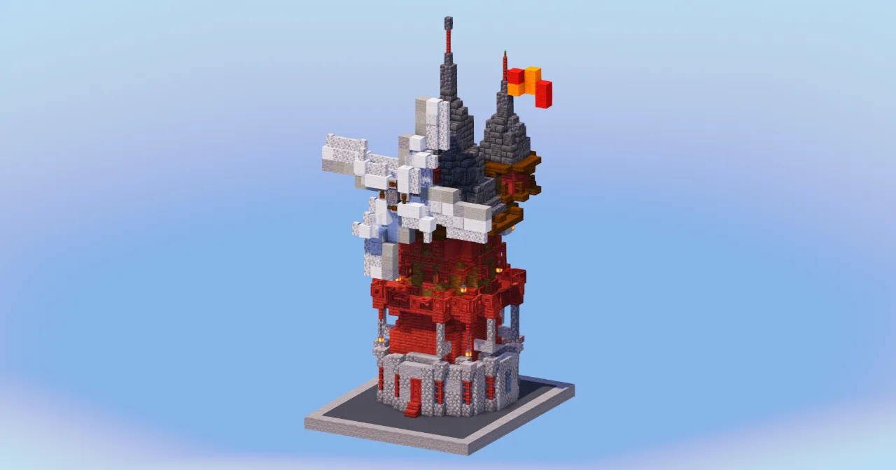 Mangrove Red Medieval Windmill — Minecraft Build by LeonisBuilds