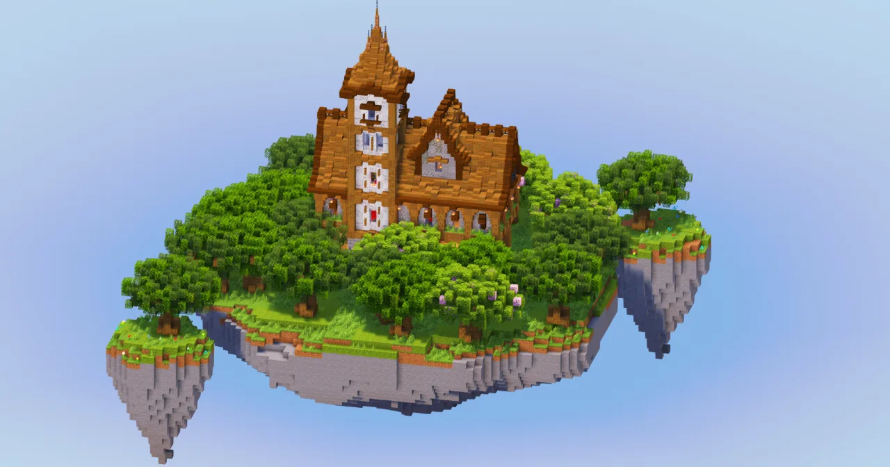 Medieval Town Hall on Floating Island — Minecraft Build by LeonisBuilds