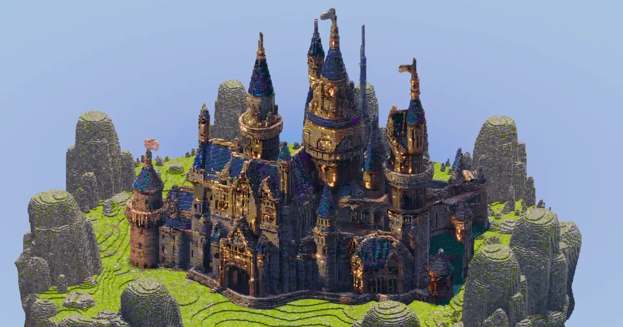 Blue Epic Fantasy Castle — Minecraft Build by StrongholdStudios