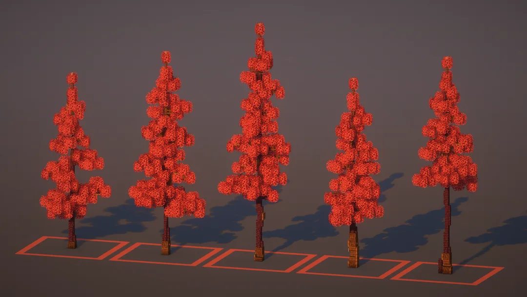 Custom Poplar Red Trees — Minecraft Build by MellowHat