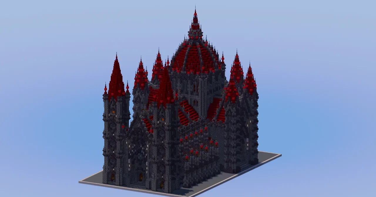 Dark Red Gothic Cathedral v2 — Minecraft Build by LeonisBuilds