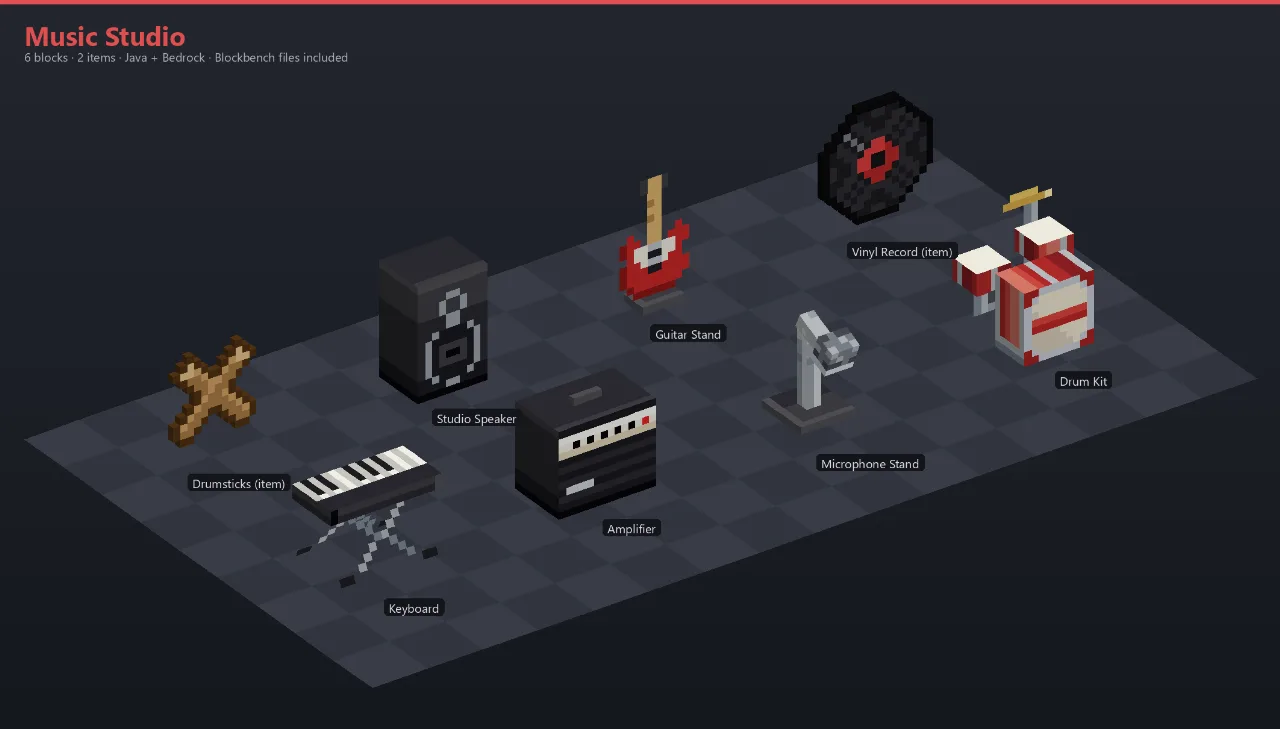 Music Studio Asset Download [Java + Bedrock + Blockbench] — Minecraft Resource Pack by ScorpionTeam