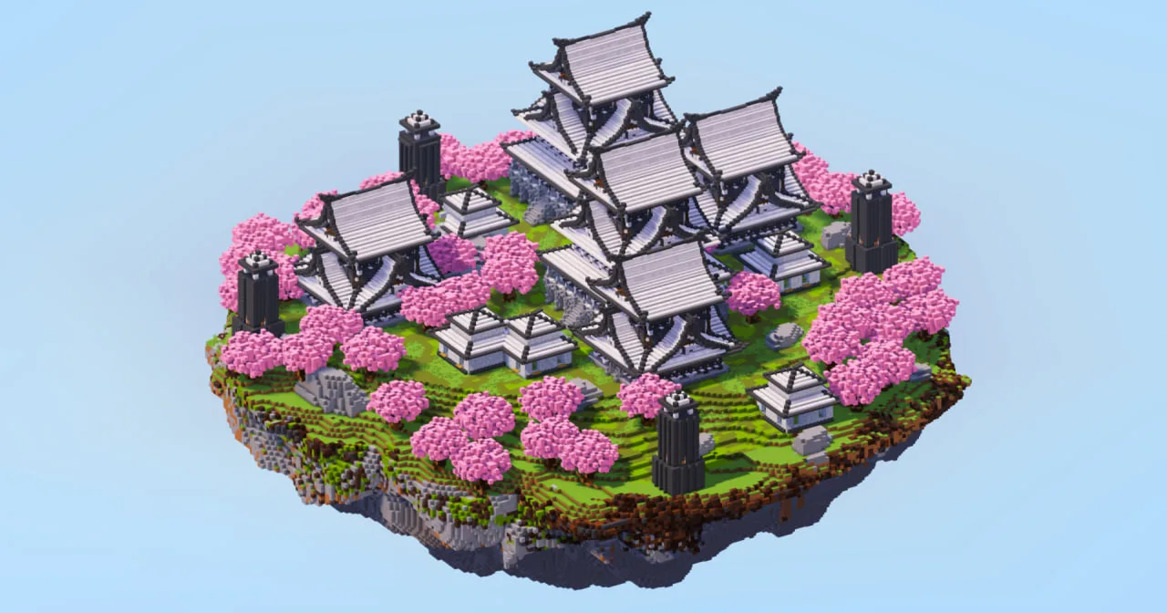 Pale Oak Japanese Floating Island — Minecraft Build by LeonisBuilds