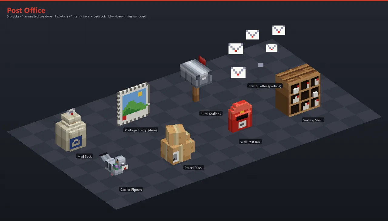 Post Office Asset Download [Java + Bedrock + Blockbench] — Minecraft Resource Pack by ScorpionTeam
