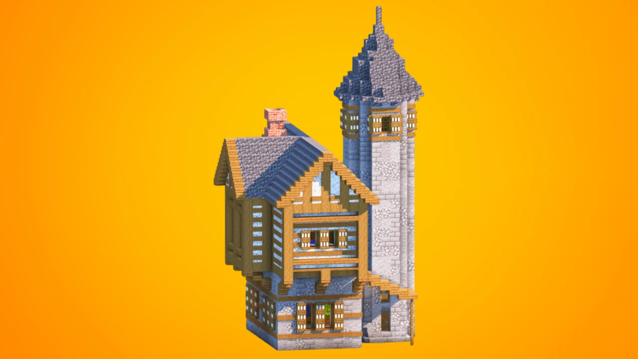 Medieval House with Guard Tower | Fully Furnished Interior — Minecraft Build by RaekonBuilds