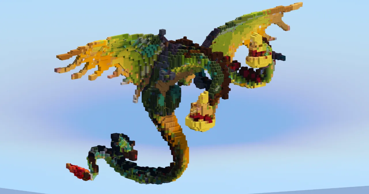 Barf and Belch - Hideous Zippleback Dragon — Minecraft Build by LeonisBuilds