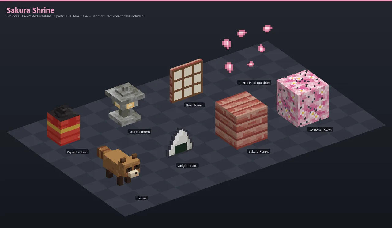 Sakura Shrine Asset [Java + Bedrock + Blockbench] — Minecraft Resource Pack by ScorpionTeam
