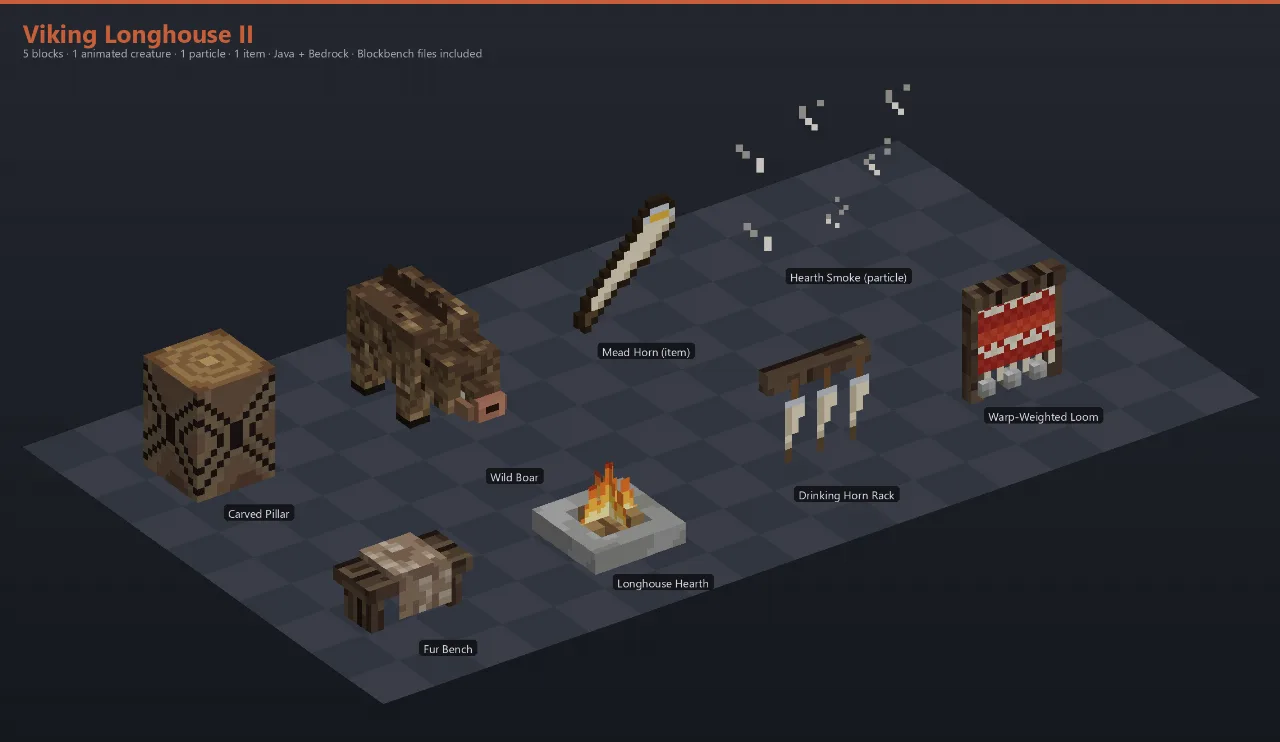 Viking Longhouse II Asset Download [Java + Bedrock + Blockbench] — Minecraft Resource Pack by ScorpionTeam