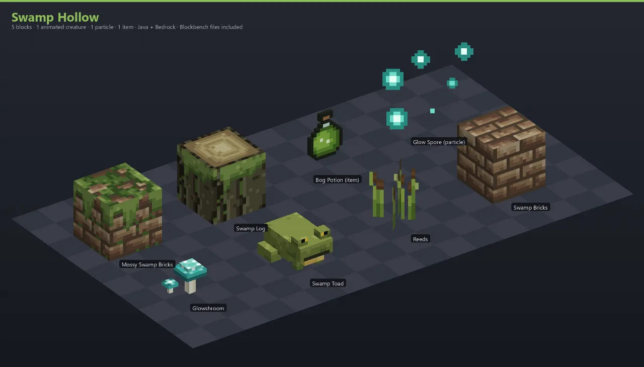 Swamp Hollow Asset [Java + Bedrock + Blockbench] — Minecraft Resource Pack by ScorpionTeam